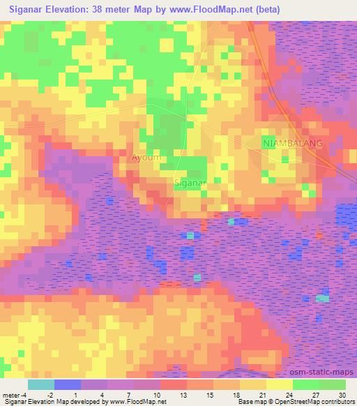Siganar,Senegal Elevation Map