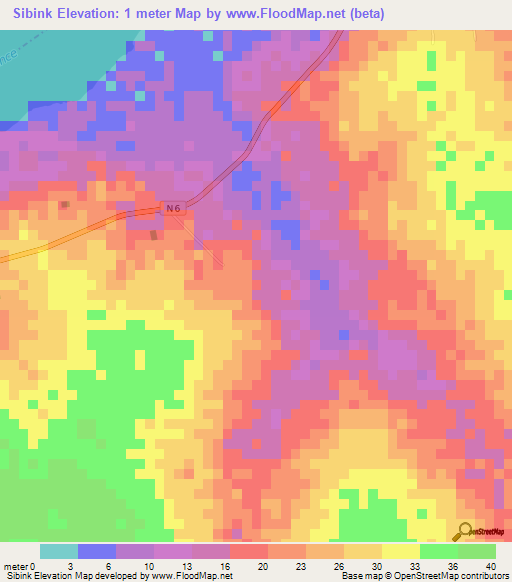 Sibink,Senegal Elevation Map