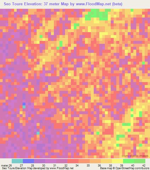 Seo Toure,Senegal Elevation Map