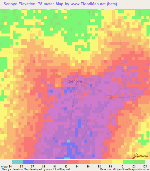 Senoye,Senegal Elevation Map