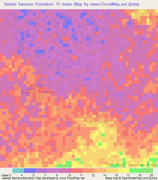 Sekele Samane,Senegal Elevation Map
