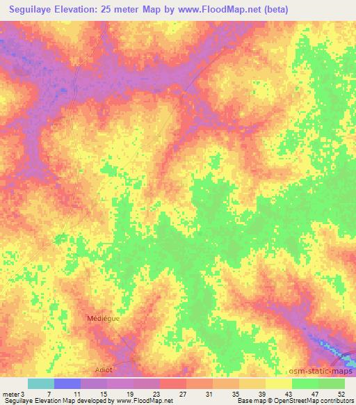 Seguilaye,Senegal Elevation Map
