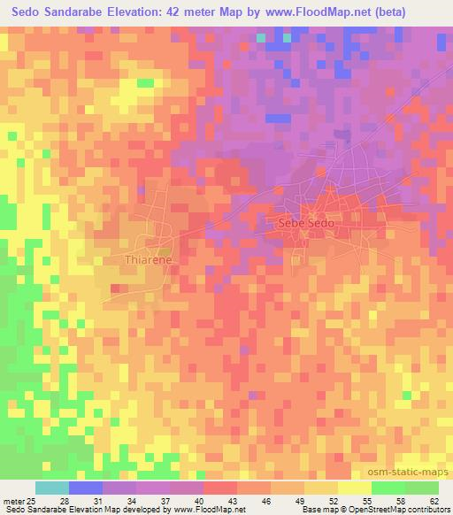 Sedo Sandarabe,Senegal Elevation Map