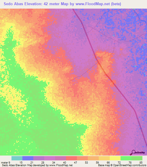 Sedo Abas,Senegal Elevation Map