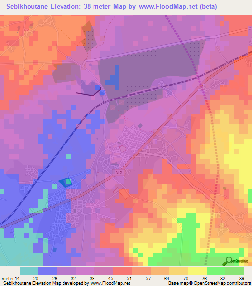 Sebikhoutane,Senegal Elevation Map