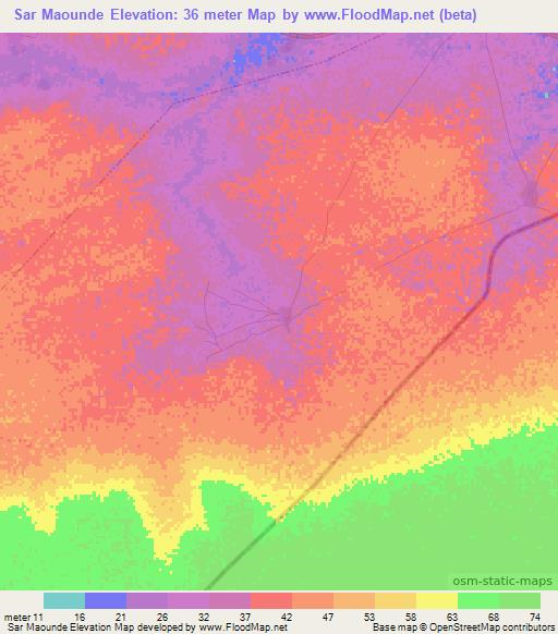 Sar Maounde,Senegal Elevation Map