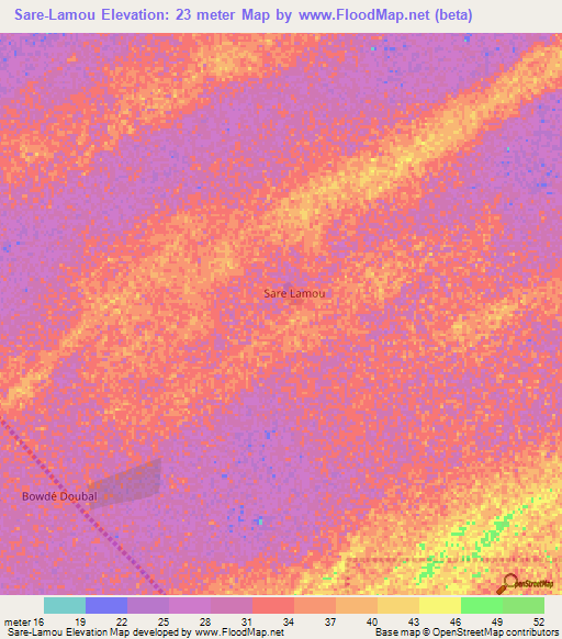 Sare-Lamou,Senegal Elevation Map