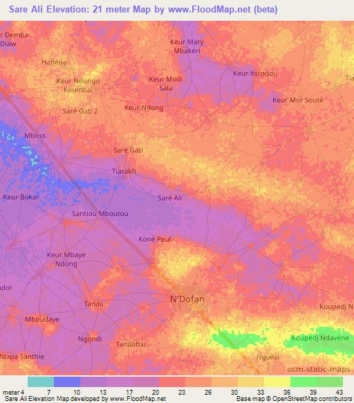 Sare Ali,Senegal Elevation Map