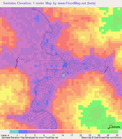 Santiaba,Senegal Elevation Map