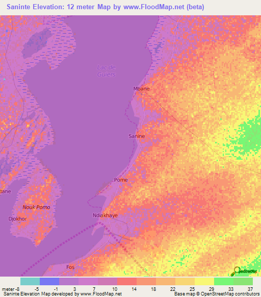 Saninte,Senegal Elevation Map
