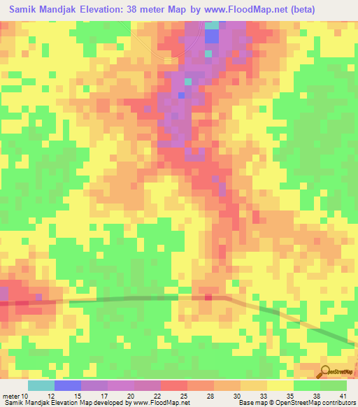 Samik Mandjak,Senegal Elevation Map