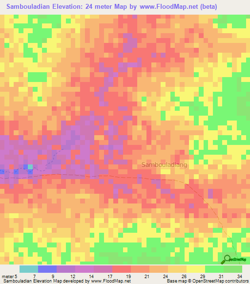 Sambouladian,Senegal Elevation Map