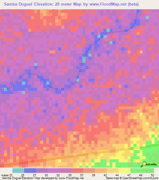 Samba Doguel,Senegal Elevation Map