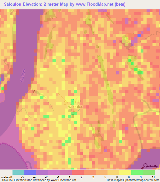 Saloulou,Senegal Elevation Map
