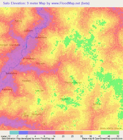 Salo,Senegal Elevation Map
