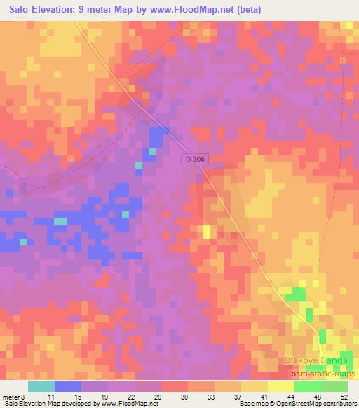 Salo,Senegal Elevation Map
