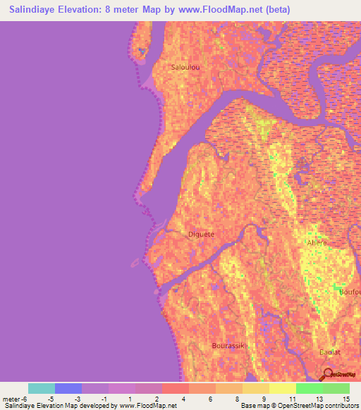 Salindiaye,Senegal Elevation Map