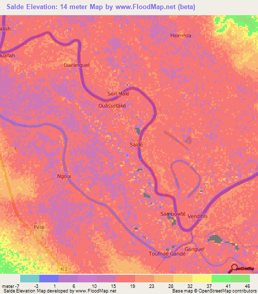 Salde,Senegal Elevation Map