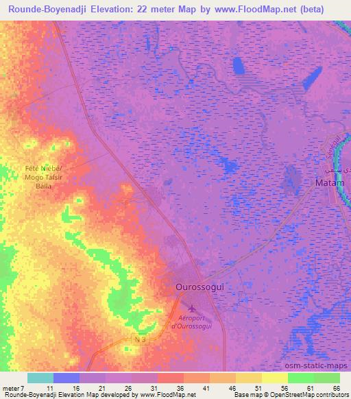 Rounde-Boyenadji,Senegal Elevation Map