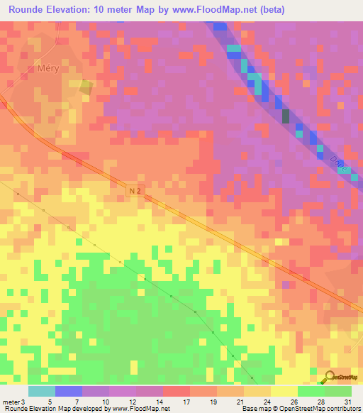 Rounde,Senegal Elevation Map
