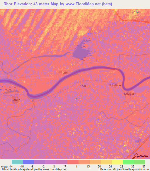 Rhor,Senegal Elevation Map