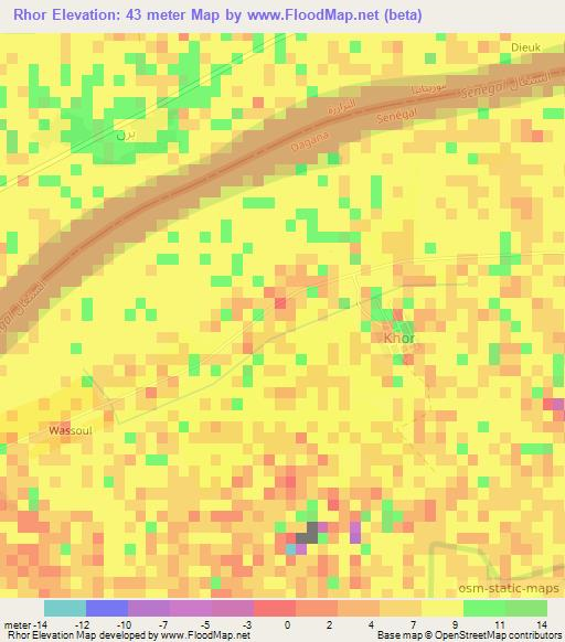 Rhor,Senegal Elevation Map