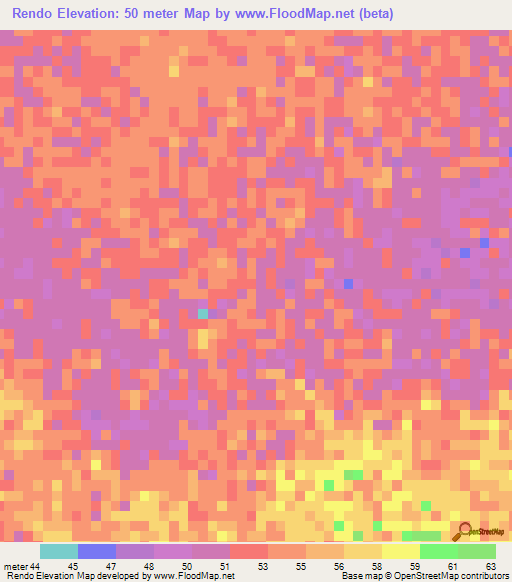 Rendo,Senegal Elevation Map