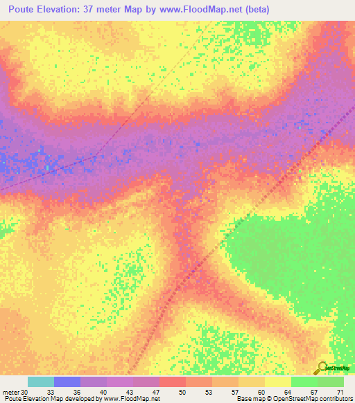 Poute,Senegal Elevation Map