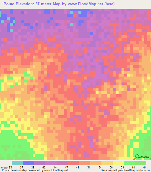 Poute,Senegal Elevation Map