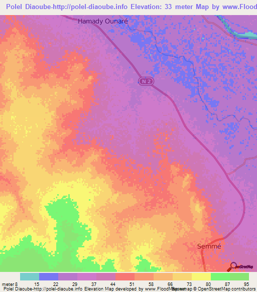 Polel Diaoube-http://polel-diaoube.info,Senegal Elevation Map