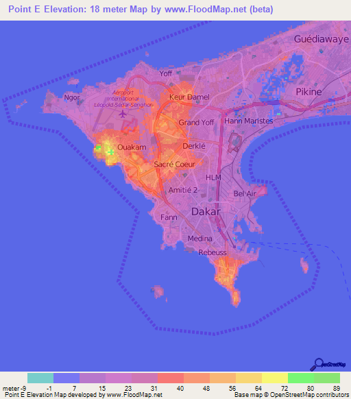 Point E,Senegal Elevation Map