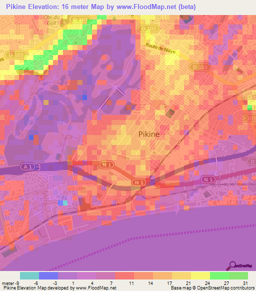 Pikine,Senegal Elevation Map
