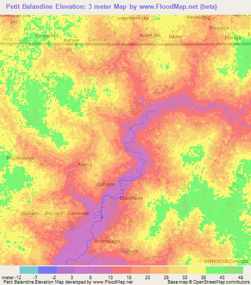 Petit Balandine,Senegal Elevation Map