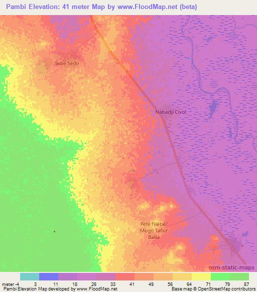 Pambi,Senegal Elevation Map