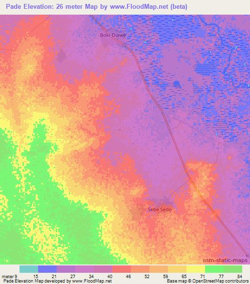 Pade,Senegal Elevation Map