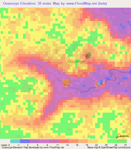 Oussouye,Senegal Elevation Map