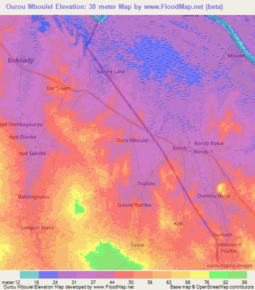 Ourou Mboulel,Senegal Elevation Map