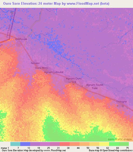 Ouro Sore,Senegal Elevation Map