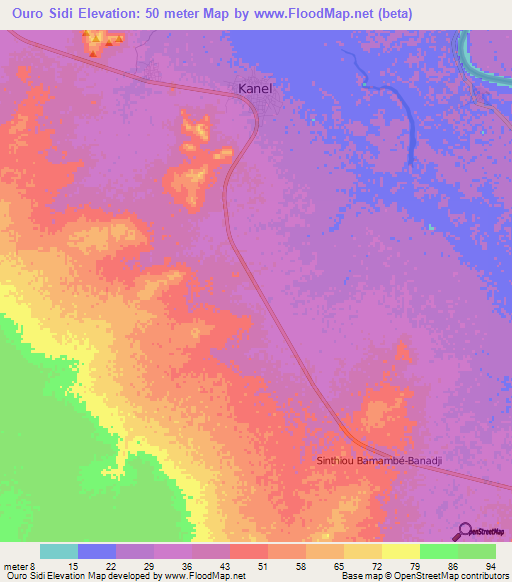 Ouro Sidi,Senegal Elevation Map