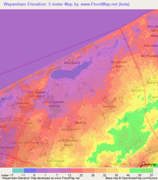 Wayambam,Senegal Elevation Map