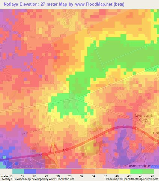 Noflaye,Senegal Elevation Map