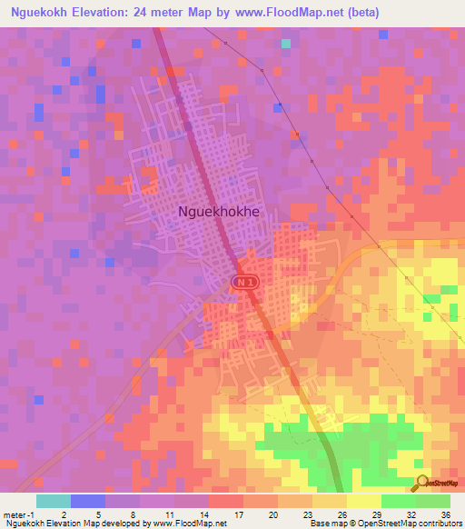 Nguekokh,Senegal Elevation Map