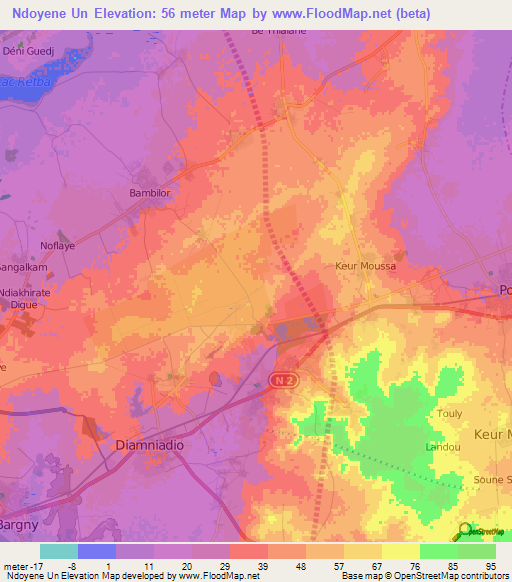 Ndoyene Un,Senegal Elevation Map