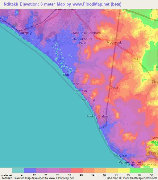 Nditakh,Senegal Elevation Map