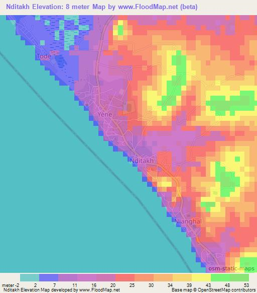 Nditakh,Senegal Elevation Map
