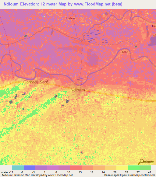 Ndioum,Senegal Elevation Map