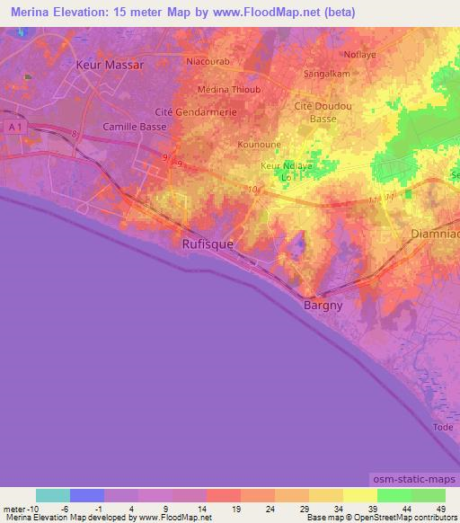 Merina,Senegal Elevation Map