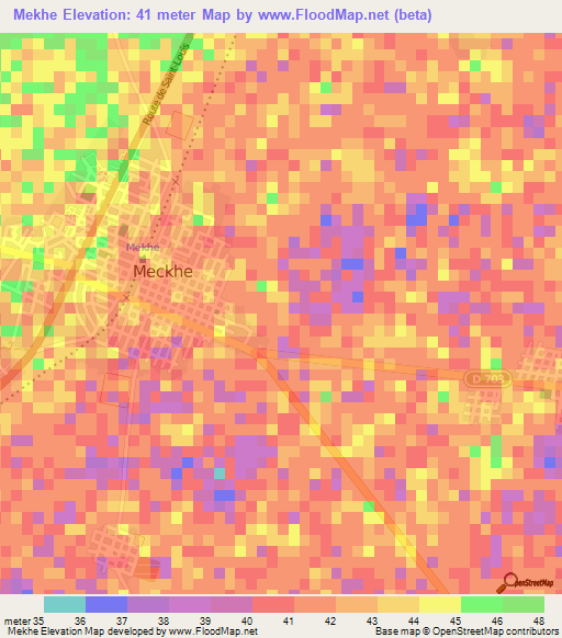 Mekhe,Senegal Elevation Map