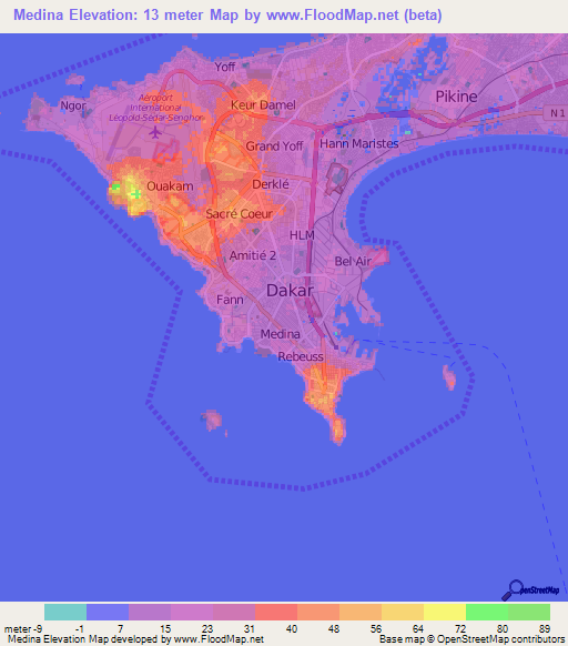 Medina,Senegal Elevation Map