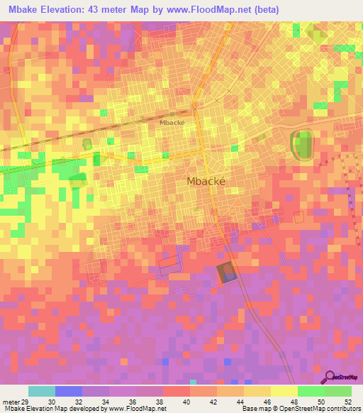 Mbake,Senegal Elevation Map